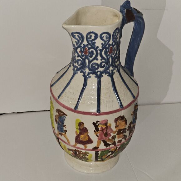 Atlantic Mold Decorative German Painted Pitcher Old World Circa. 1970 Vintage - Picture 7 of 16